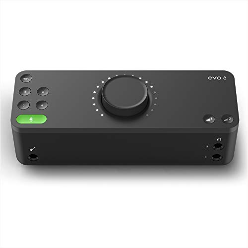 EVO 8 USB Audio Interface tarjeta de sonido externa (4 in / 4 out, Smartgain, Smart Touchpoints, función loopback, alimentación fantasma de 48V, 4 preamplificadores de micrófono, Windows/Mac/iOS)