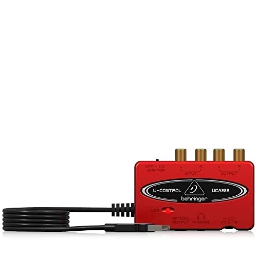 Behringer U-CONTROL UCA222 Interfaz de audio USB de 2 entradas/2 salidas de latencia ultrabaja con salida digital