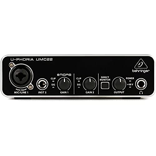 Interfaz de audio USB Behringer U-PHORIA UMC22 Audiophile 2x2 con preamplificador de micrófono Midas