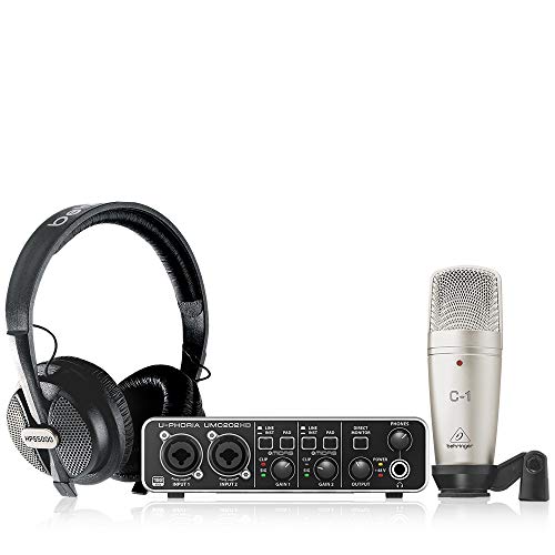 Behringer U-PHORIA STUDIO PRO Paquete de grabación completo con interfaz de audio USB de alta definición, micrófono de condensador, auriculares de estudio y más