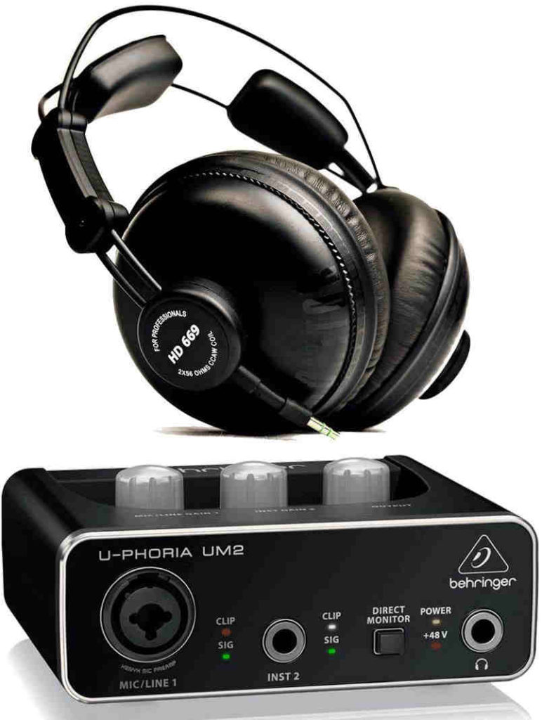 Behringer Interface Audio UM2 U-Phoria + Auriculares Estudio Pro Superlux HD669